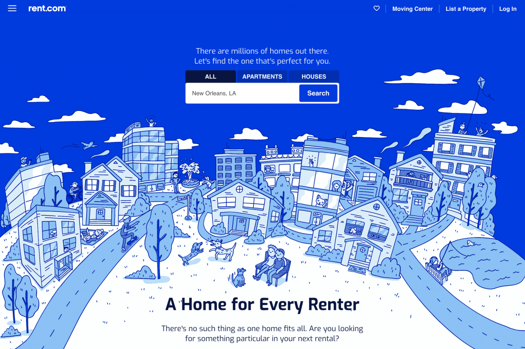 Rent.com is a website that allows people to search for rent-by-owner properties